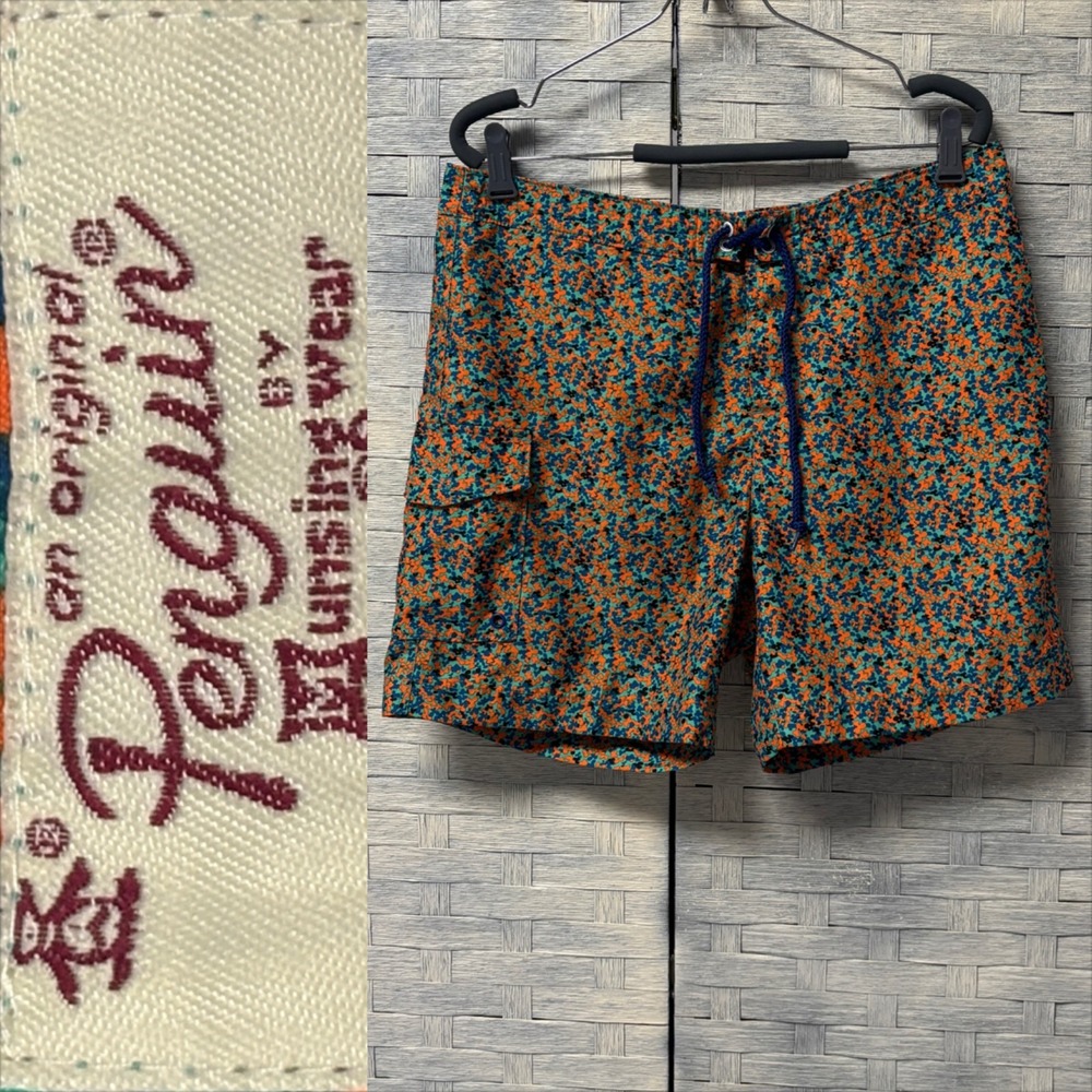 Original Penguin‎ Men's Beach Shorts Size 33 Orange Floral Board